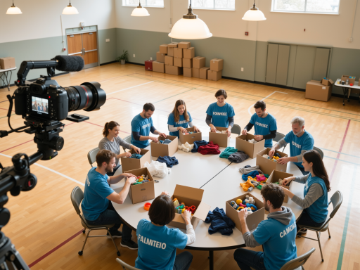 社团活动场景，学生们围坐讨论，桌上摆放着活动材料，大家积极参与，展现团队合作精神