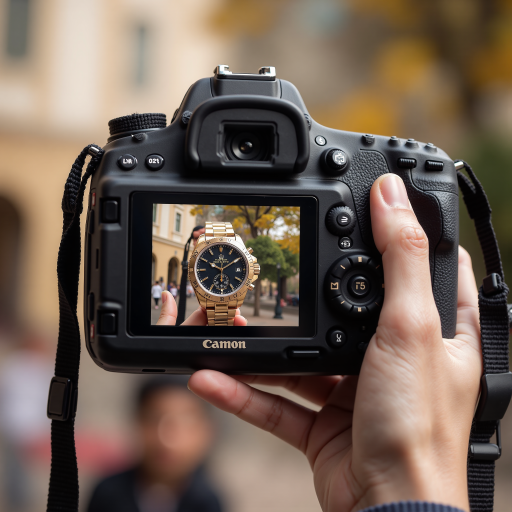 三十岁左右男性摄影师，穿着休闲西装，手持专业相机，眼神专注，背景是校园环境，体现专业摄影素养